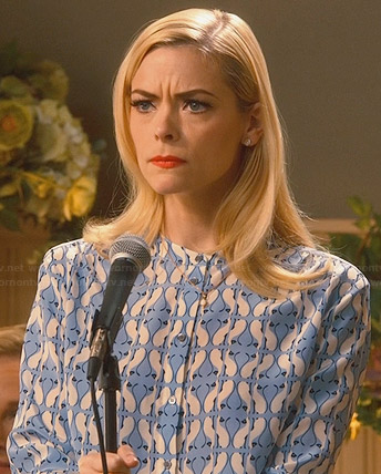 Lemon’s blue cat print blouse on Hart of Dixie