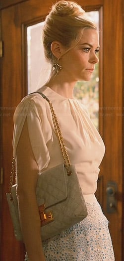 Lemon’s blue and white textured skirt and white blouse on Hart of Dixie