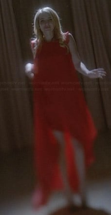 Madison’s red ruffled high-low dress on American Horror Story