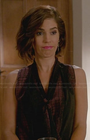 Marisol’s purple croc printed neck tie blouse on Devious Maids