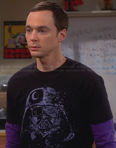 Sheldon’s black Darth Vader shirt on The Big Bang Theory