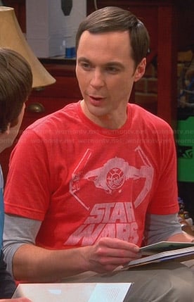Sheldon’s red Star Wars tshirt on The Big Bang Theory