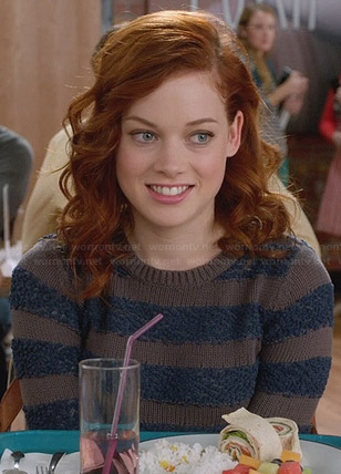 Tessa’s blue and brown striped sweater on Suburgatory