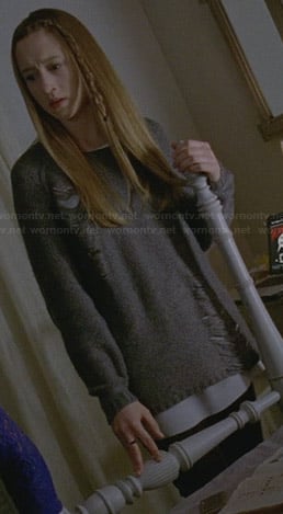 Zoe’s grey shredded back sweater on American Horror Story