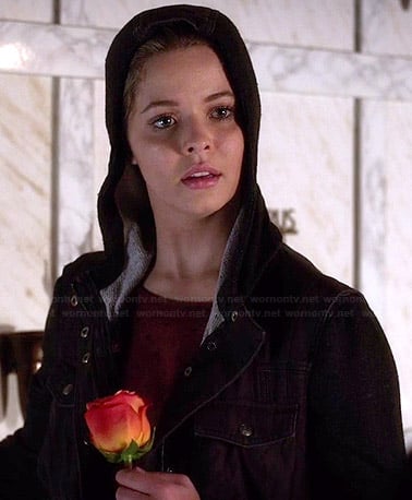 Alison’s black hooded coat on Pretty Little Liars