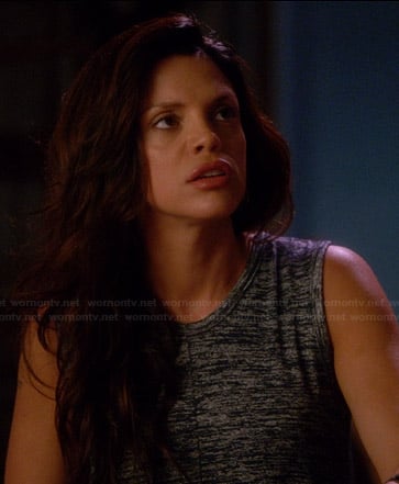Charlie’s grey split-back tank top on Graceland