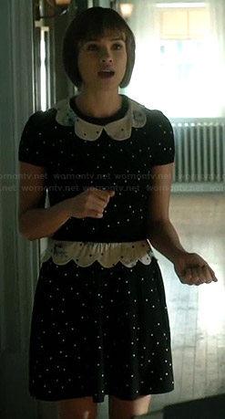Heather’s polka dot dress with scalloped collar on Beauty and the Beast
