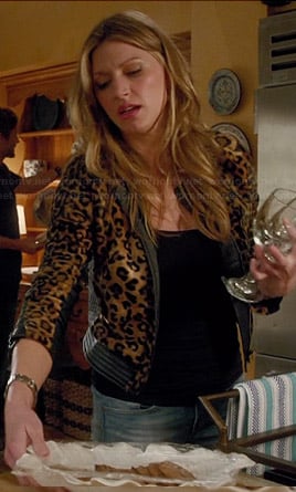 Josslyn’s leopard print jacket with leather trim on Mistresses