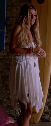 Paige’s white frayed handkerchief dress on Graceland