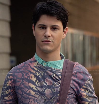 Shane’s ombre snake print sweater on Faking It