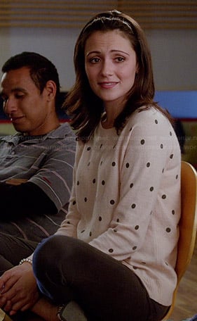 April’s cream polka dot sweater on Chasing Life