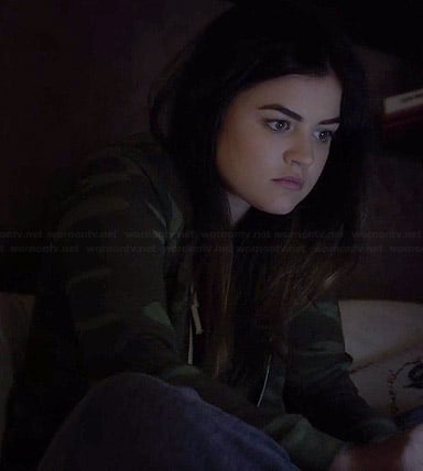 Aria’s camo hoodie on Pretty Little Liars