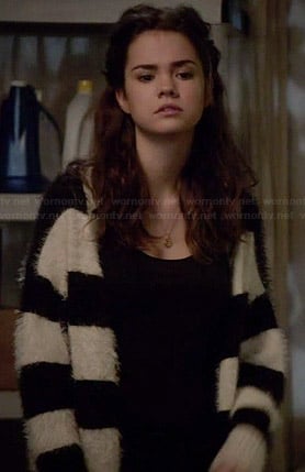 Callie’s black and white striped fluffy cardigan on The Fosters
