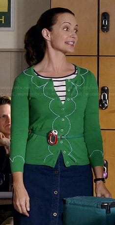 Ginny’s green scalloped cardigan on Bad Teacher