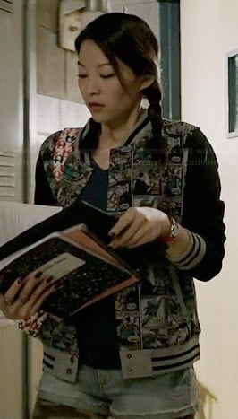 Kira’s comic printed bomber jacket on Teen Wolf
