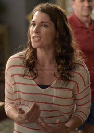 Kristen’s red striped tee on Wilfred