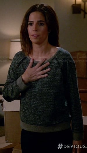 Marisol’s grey sweater with leather trim on Devious Maids
