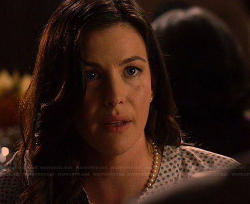 Meg’s apple print blouse on The Leftovers