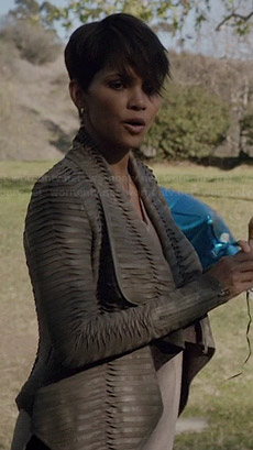 Molly’s pleated leather jacket on Extant