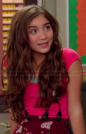 Riley’s burgundy floral high waisted pants on Girl Meets World