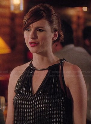 Gretchen’s black keyhole front dress on You’re the Worst