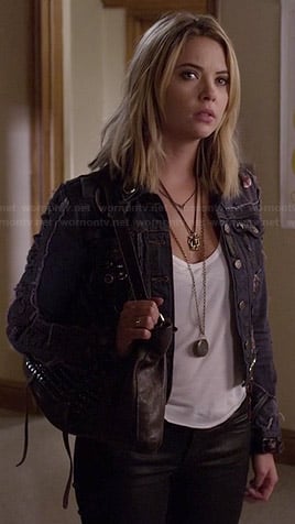 Hanna’s “Rosewood” denim jacket on Pretty Little Liars