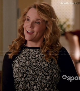 Kathryn’s black and white floral panel pullover on Switched at Birth
