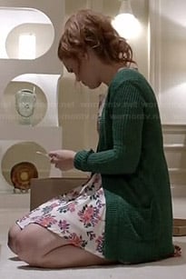Lydia’s white floral dress and green cardigan on Teen Wolf