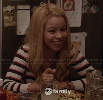 Mariana’s striped cardigan with ruffle hem on The Fosters