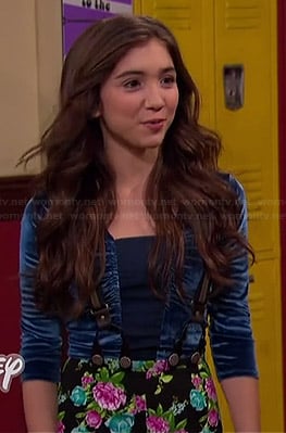 Riley’s blue velvet top and floral pants on Girl Meets World
