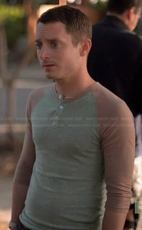 Ryan’s green and beige henley tee on Wilfred