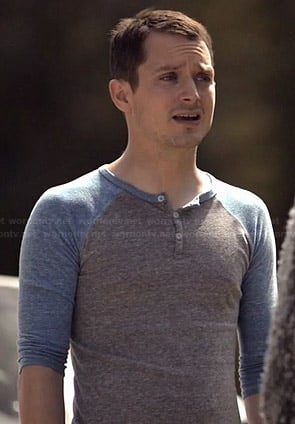 Ryan’s grey and blue henley tee on Wilfred