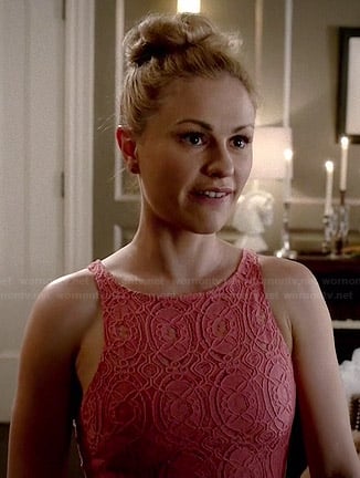 Sookie’s coral lace dress on True Blood