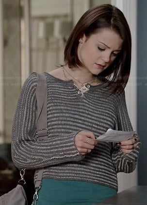 Carter’s grey knit henley sweater on Finding Carter