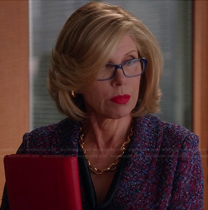 Diane’s purple knit jacket on The Good Wife