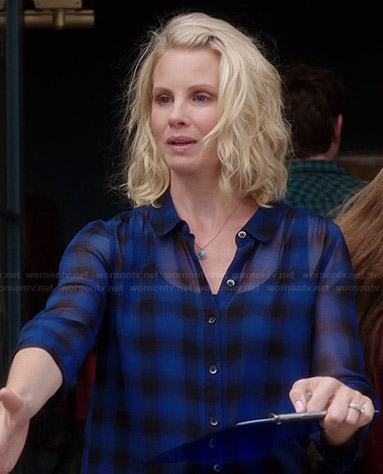 Kristina’s blue checked shirtdress on Parenthood
