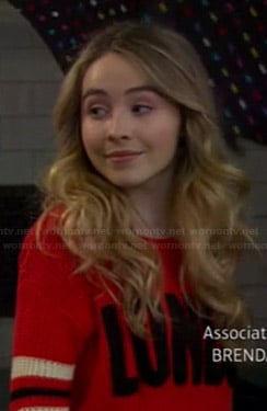Maya’s red “London” sweater on Girl Meets World