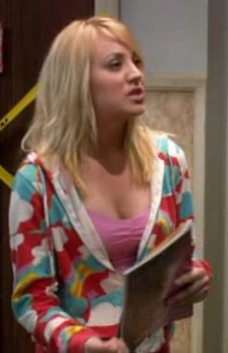 Penny’s red clouds and rainbows hoodie on The Big Bang Theory