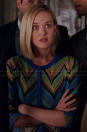 Robyn’s blue zig zag cardigan on The Good Wife