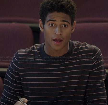 Wes’s navy striped sweater on How to Get Away with Murder