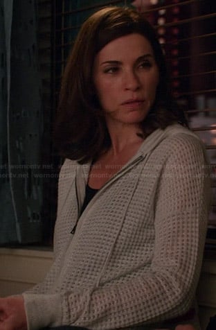 Alicia’s grey textured hoodie on The Good Wife