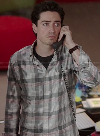 Andrew’s grey plaid shirt on A to Z