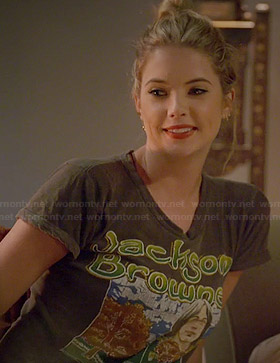 Ashley Benson’s “Jackson Browne” tee on Pretty Little Liars