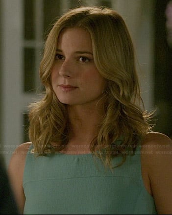 Emily’s aqua ruffled hem dress on Revenge