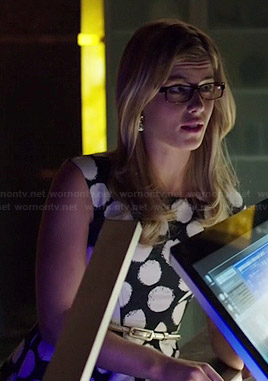Felicity’s black and white polka dot dress on Arrow