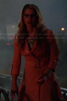 Felicity’s peach flared coat on Arrow