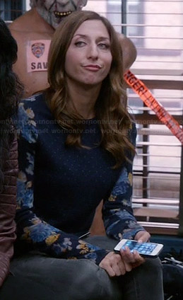 Gina’s blue sweater with floral sleeves on Brooklyn Nine-Nine