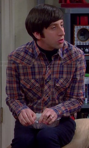 Howard’s beige and navy plaid shirt on The Big Bang Theory