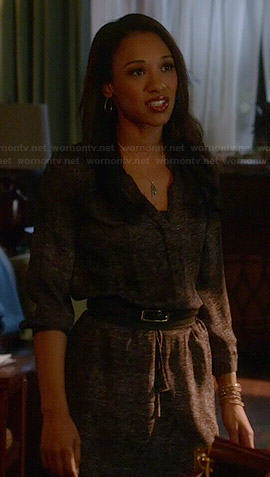 Iris’s heathered grey dress on The Flash