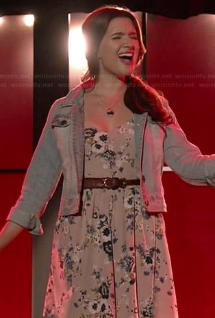 Karma’s grey floral dress on Faking It